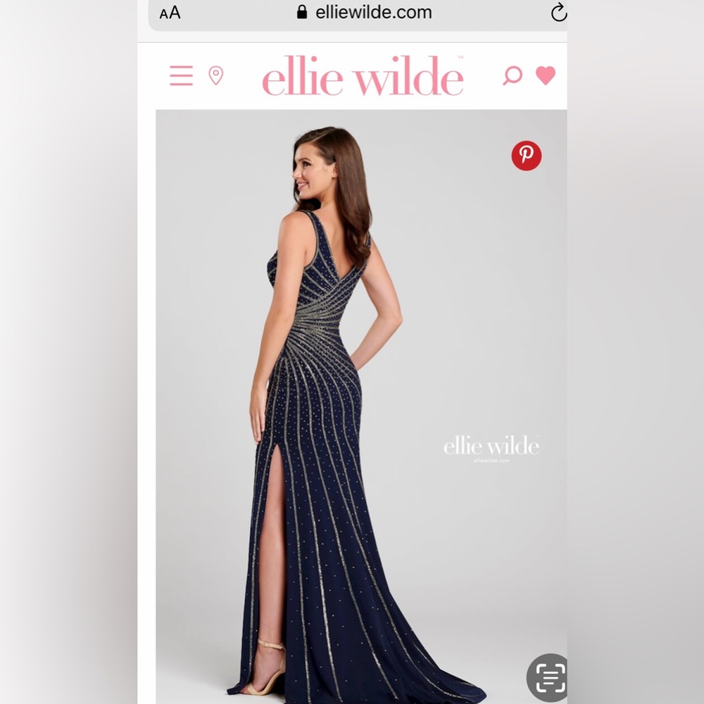 Navy and pewter Ellie Wilde gown.